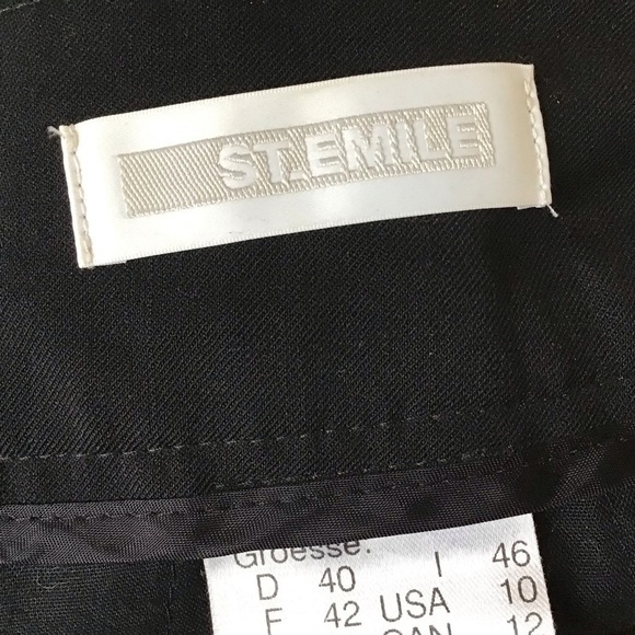 St. Emile wool blend black straight to wide leg trousers. Size 10 - Picture 7 of 10